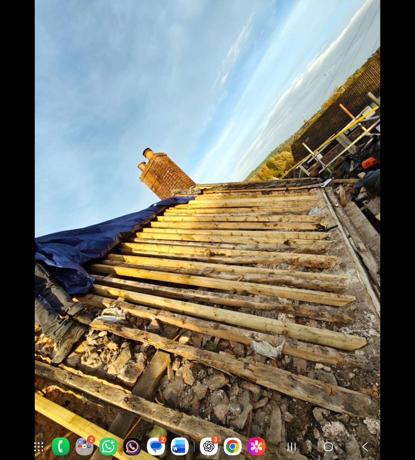 Exposed roof timbers during strip-out on the Bristol roofing project